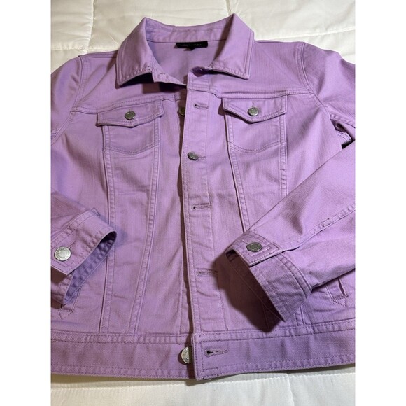TALBOTS Lavender Purple Long Sleeve Denim Jean Jacket Large Stretch - Picture 6 of 11